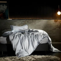 Thumbnail for Black Dark Blue Smooth Premium Duvet Cover Set 600TC Eucalyptus Bamboo Fiber Silk Bedding Set