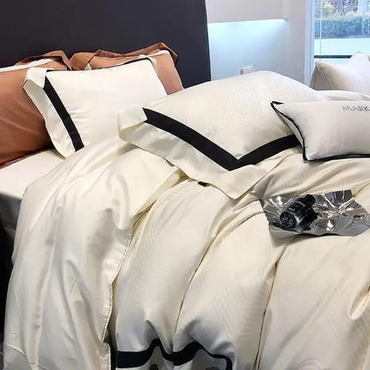 Nature Black White Brown Premium Silky Soft Patchwork Duvet Cover Set, 1000TC Egyptian Cotton Bedding Set