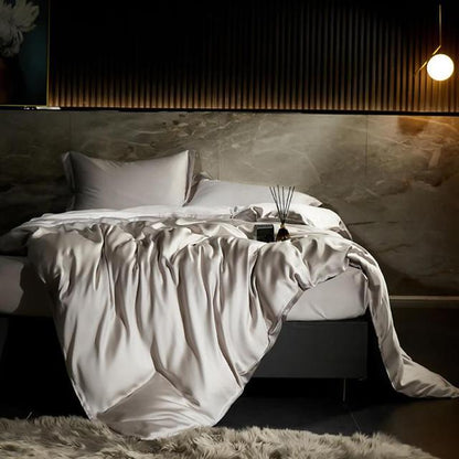 Premium Black Blue Silky Softest Smooth Family Duvet Cover Set, 600TC Bamboo Fiber Bedding Set