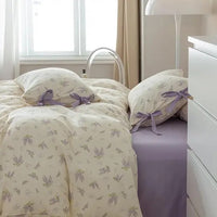 Thumbnail for Purple White Flower Vintage Family Europe Girls Duvet Cover Sets Farmhouse Cotton 600TC Bedding Set
