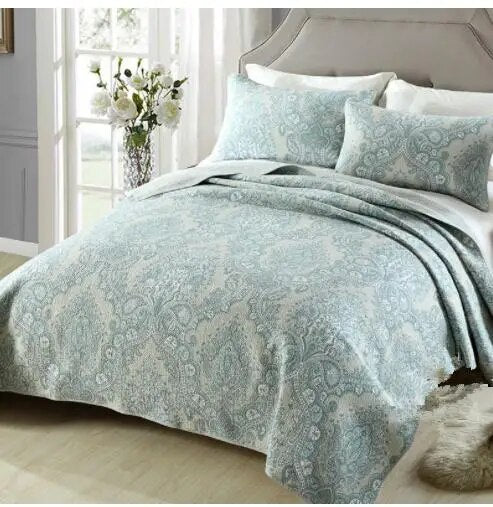 Flowers Leaves Chic Boho Bedspread Coverlet 100% Cotton Lightweight 3Pcs Bedding Set
