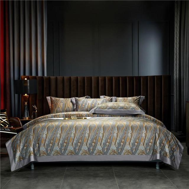Vintage Brown Luxury European Egyptian Cotton 1000TC Duvet Cover Bedding Set