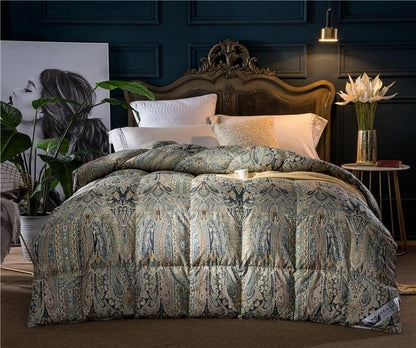 Luxury Paisley Bohemian Goose Down Comforter Twin Queen King size