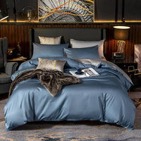 Thumbnail for Luxury Dark Blue Turquoise Premium Europe Duvet Cover Set, Egyptian Cotton 400 Thread Count Bedding Set