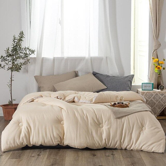 Beige Color Comforter Blanket Ultra Soft Cotton Filling for Duvet Cover
