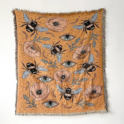 Bee Floral Nordic Blankets Throws Home Decor Sofa Towel