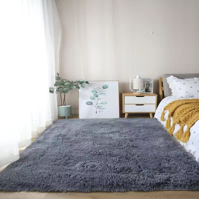 Nordic Grey White Kids Carpet Bedroom Fluffy Rugs Decoration Small Large Living Room