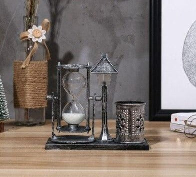 European Retro Hourglass Night Light Sandy Sculptures and Statues