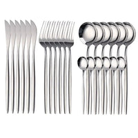 Thumbnail for Golden Silver Stainless Knife Fork Spoon 24PCS Cutlery Set Tableware Dinnerware