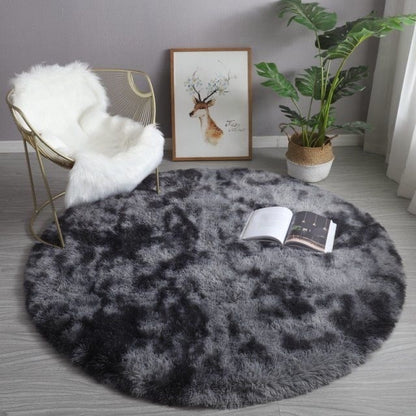 White Rainbow Round Carpet for Kids Rugs Soft Decor Living Room