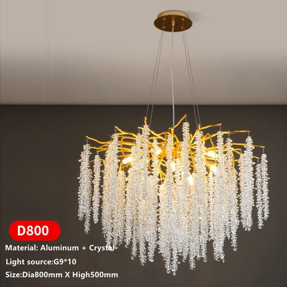 Luxury Gold Crystal Europe Tassel Chandelier Lighting Living Room Pendant Lights Indoor