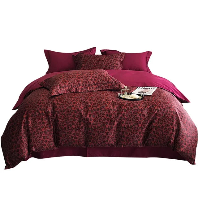 European Flowers Birds Satin Egyptian Cotton Cozy Bedding Set