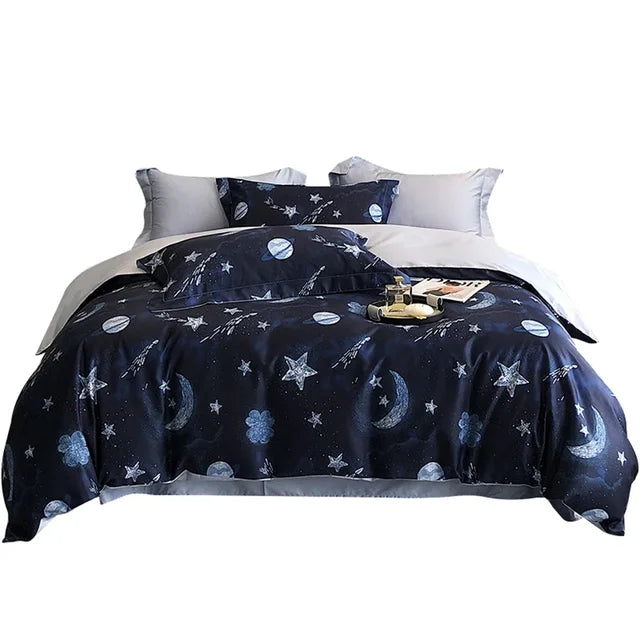 European Flowers Birds Satin Egyptian Cotton Cozy Bedding Set