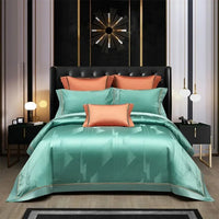 Thumbnail for Luxury European Dark Golden Jacquard Silky Shiny Duvet Cover Set, Egyptian Cotton 1000TC Bedding Set