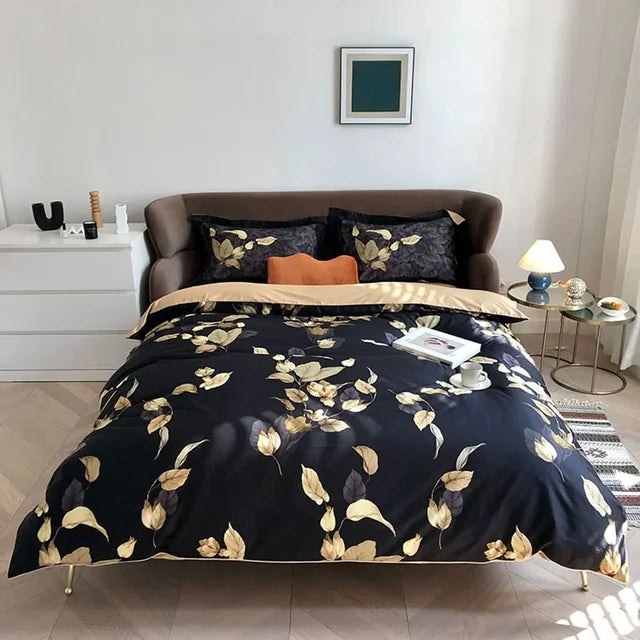 European Flowers Birds Satin Egyptian Cotton Cozy Bedding Set