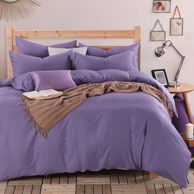 Nordic Green Turquoise Purple Family Duvet Cover Set, Egyptian Cotton Bedding Set