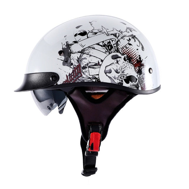 Black Silver DOT Certification Retro Motorcycle Helmets Half Face Biker Moto