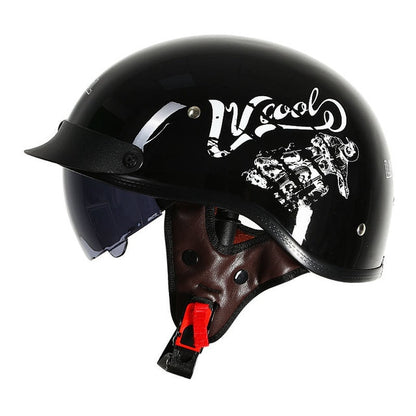 Black Silver DOT Certification Retro Motorcycle Helmets Half Face Biker Moto
