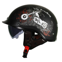 Thumbnail for Black Silver DOT Certification Retro Motorcycle Helmets Half Face Biker Moto