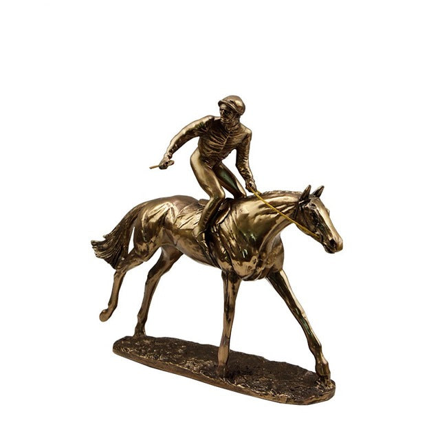 Retro Horse Racing Animal Jockey Sport Resin And Copper Sculptures and Statues