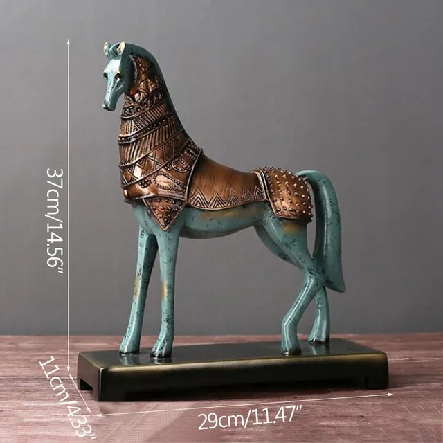 Strong Horse Statue Glazed Ceramics Warhorse Retro Sculptures and Statues Decorations Gift