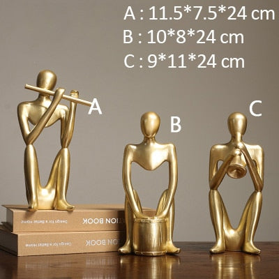 Golden Family Abstract Resin Sculptures and Statues Miniature Figurines