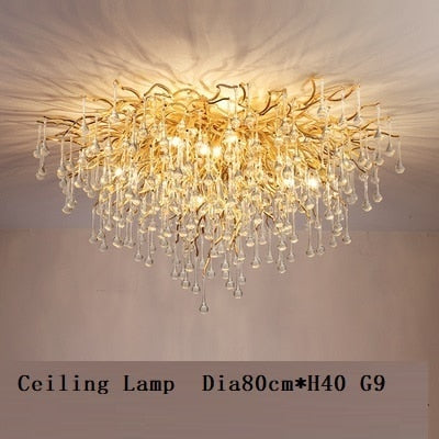 Luxury Gold Crystal Lighting Chandeliers Branches Crystal for Living Room Home Decor