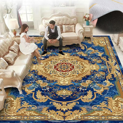 Red Blue Baroque Europe Carpet Thickened Living Room Rugs Large Decor