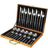 Thumbnail for Golden Silver Stainless Knife Fork Spoon 24PCS Cutlery Set Tableware Dinnerware