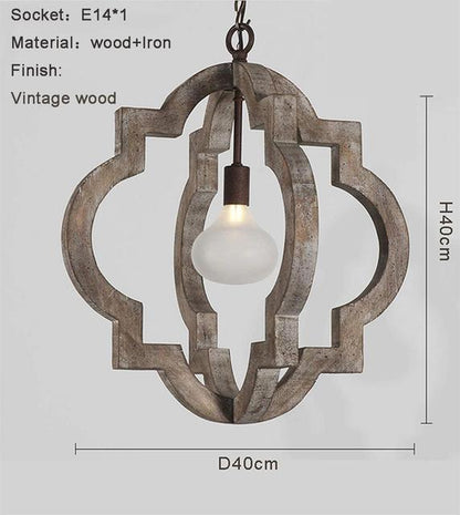 French Vintage Wooden Chandelier Lighting for Living room Bedroom Decor