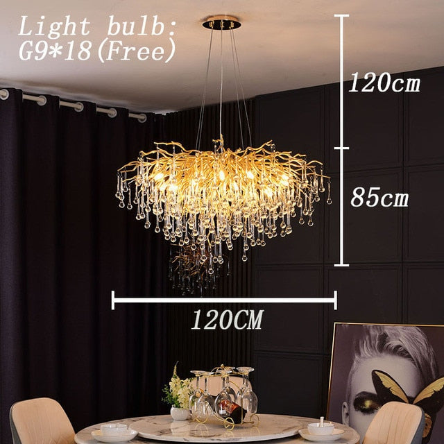 Luxury Gold Crystal Lighting Chandeliers Branches Crystal for Living Room Home Decor