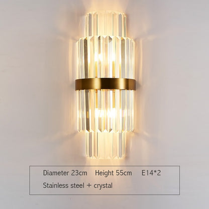 Vintage Gold Crystal Wall Lamp Indoor Wall Lighting for Bedroom Living Room Decoration