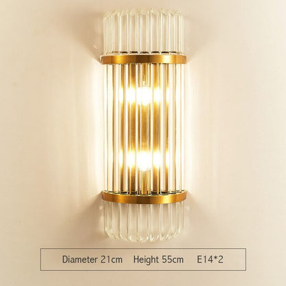 Vintage Gold Crystal Wall Lamp Indoor Wall Lighting for Bedroom Living Room Decoration