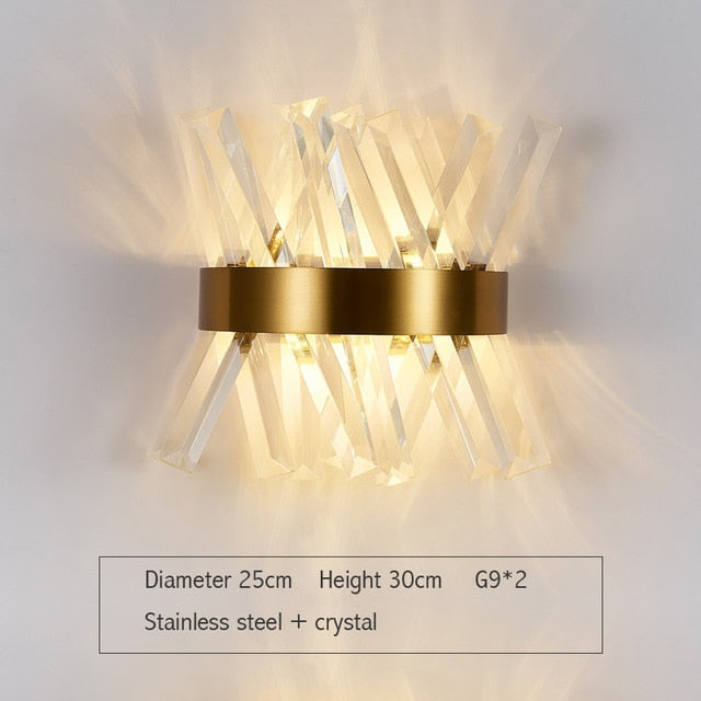 Vintage Gold Crystal Wall Lamp Indoor Wall Lighting for Bedroom Living Room Decoration