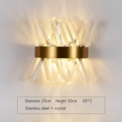 Vintage Gold Crystal Wall Lamp Indoor Wall Lighting for Bedroom Living Room Decoration