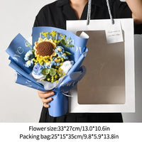 Thumbnail for Nice Knitted Flowers Sunflower Crochet Bouquet Handmade Gifts Artificial Flora