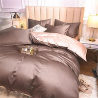 Thumbnail for Luxury Pink Green Modern Solid Color Soft Silky Comfy Duvet Cover Set, 600TC Egyptian Cotton Bedding Set