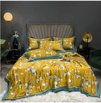 Thumbnail for Vintage Green Flowers Leaves Summer Bamboo Lyocell Cooling Duvet Cover Bedding Set