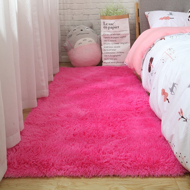 Pink Grey Classic Carpet Shaggy Rugs for Children Soft Mat Living Room