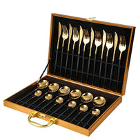 Thumbnail for Golden Silver Stainless Knife Fork Spoon 24PCS Cutlery Set Tableware Dinnerware