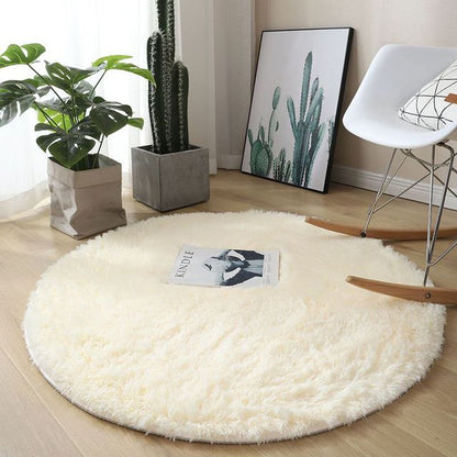 White Rainbow Round Carpet for Kids Rugs Soft Decor Living Room