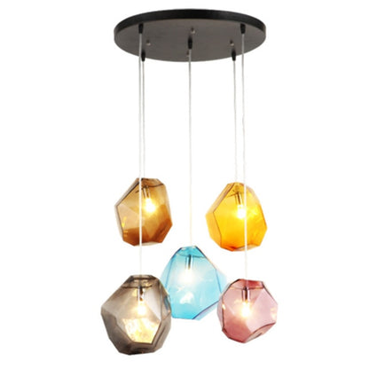 Modern Yellow Blue Stone Glass Pendant Lighting Hanging Lamp