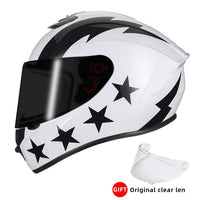 Thumbnail for Black White Star Full Face Motorcycle Helmets Clear Visor DOT Approved Moto Sport Out Door