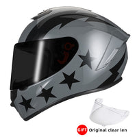 Thumbnail for Black White Star Full Face Motorcycle Helmets Clear Visor DOT Approved Moto Sport Out Door