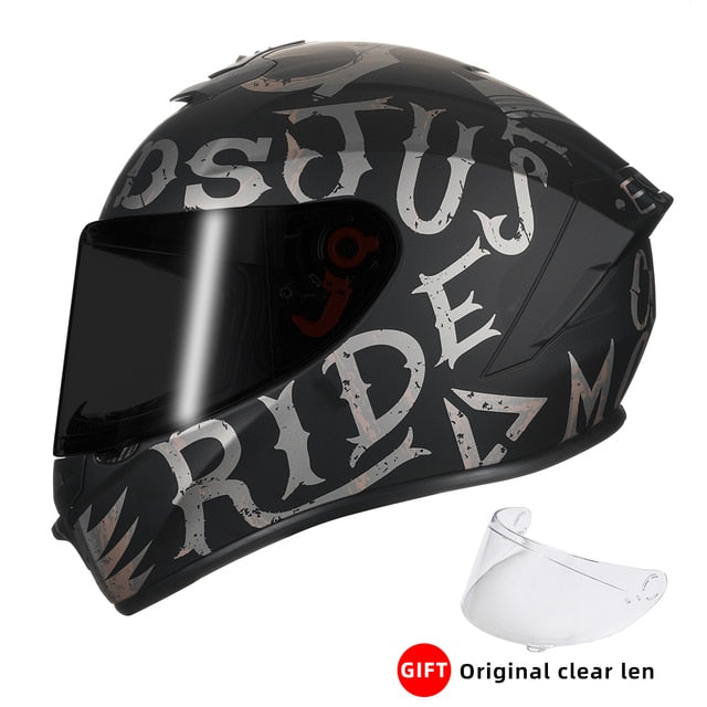 Black White Star Full Face Motorcycle Helmets Clear Visor DOT Approved Moto Sport Out Door