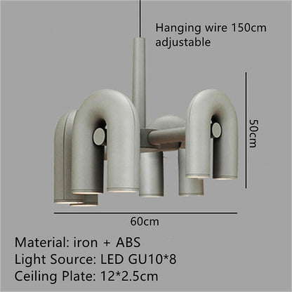 Black Grey Modern U Shape Lighting Chandeliers Ceiling Pendant Living Room Decoration