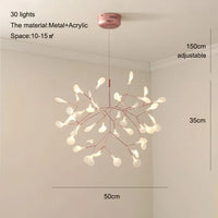 Thumbnail for Rose Gold Nordic Chandelier Art Lighting Hanging living Room Restaurant Kitchen Firefly Lamp Branch Round