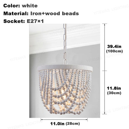 French Vintage Wooden Chandelier Lighting for Living room Bedroom Decor