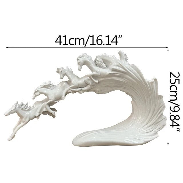 Luxury White Gold Horse Crafts Decor Ornament Gifts Sculptures and Statues