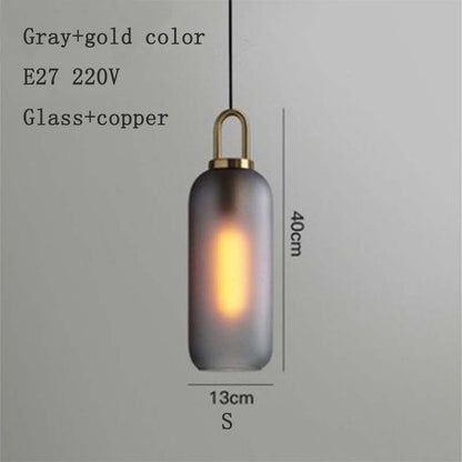 Europe Lighting Led Pendant Smoke Grey Glass Hanging Lamp Bedroom